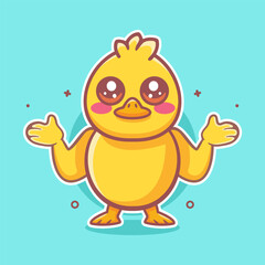 cute duck animal  character mascot cartoon with a confused expression 
