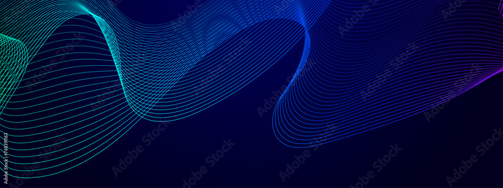 Wall mural green blue and purple violet vector abstract modern technology background with glowing line. future 