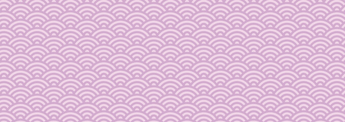 和風バナー背景　パステルカラーの青海波模様　横長　パープル