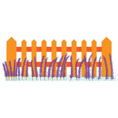 Fence with floral bushes illustration