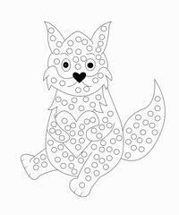 Fox coloring book page for  kids