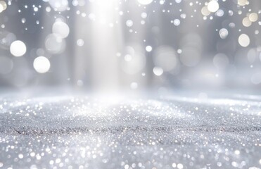 White silver glitter background with bokeh