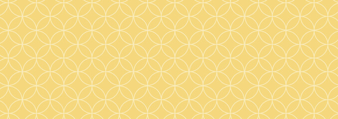 和風バナー背景　パステルカラーの七宝模様　横長　イエロー