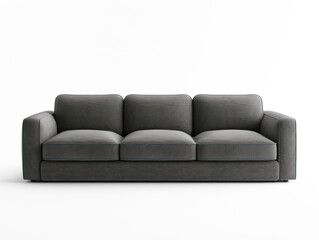 an image that features a 3 seater modern gray sofa with a minimalist design, on transparency background PNG
