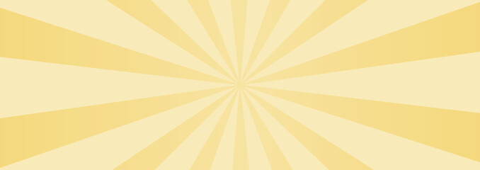 和風バナー背景　パステルカラーの集中線　横長　イエロー