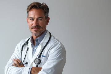 portrait of smiling doctor with copy space. Free Space.