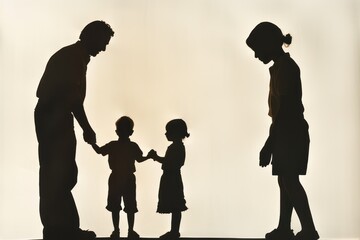 silhouette of family. Copy Space. Free Space.