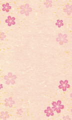 和紙と桜の和風のベクター背景素材