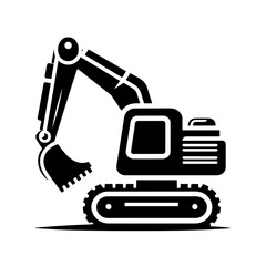 excavator as a simple icon logo vector illustration, isolated on transparent background