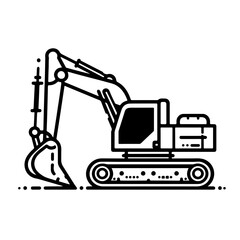 excavator as a simple icon logo vector illustration, isolated on transparent background