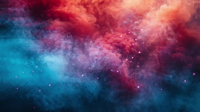 Colorful red and blue color smoke