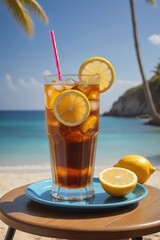 cocktail with ice and lemon