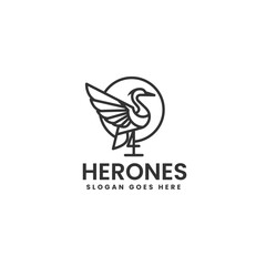Vector Logo Illustration Heron Line Art Style
