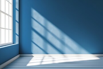 Obraz premium Abstract background with shadows of window on blue wall