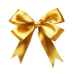 Gold Ribbon Bow on Transparent Background: Festive Decorative Element