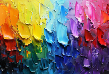 Colorful Abstract Oil Painting: Bold Strokes and Rainbow Fantasy. Background for your design