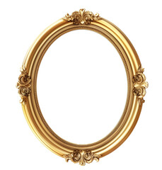 Vintage Baroque Oval Picture Frame. Mockup with transparent background. - 768398942