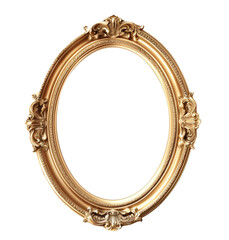 Victorian Baroque Decorative Oval Frame. Mockup with transparent background.