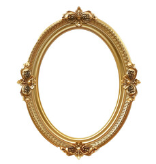 Oval vintage photo frame, baroque ornate frame. Mockup with transparent background. - 768398950