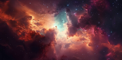 Ethereal Galaxy: Colorful Nebulae Embrace the Night Sky - 768398962