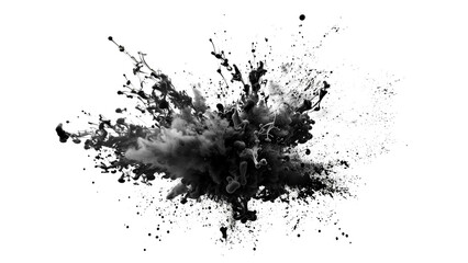 Artistic Black Ink Splash on a transparent background: Japanese Influence in Abstract Expression 