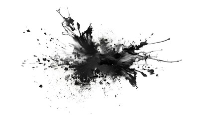 Elegant Black Ink Spatter on transparent Background: Abstract Japanese-Inspired Art  - 768399116