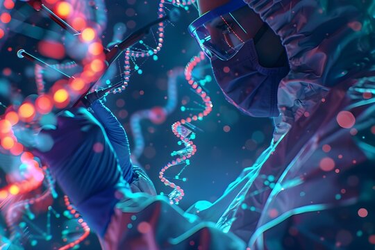 Scientist using gene editing tool to cure disease advancing future technology to treat more patients. Concept Medical Breakthroughs, Gene Editing, Disease Treatment, Future Technology