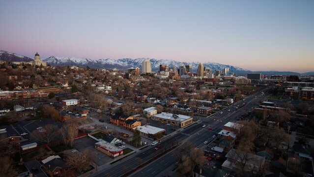 View of Salt Lake City at Dusk
