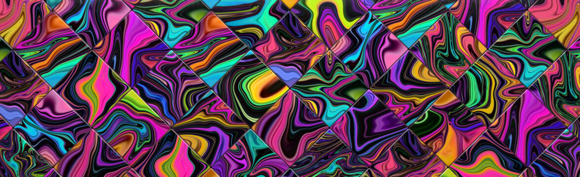 Colorful Psychedelic Tiled Background (3DIllustration)