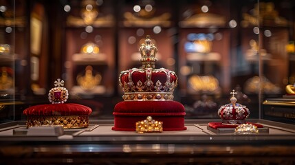 Fototapeta premium King queen treasure wealth jewels crowns high quality photo background wallpaper 