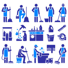 set of Illustration silhouette cleaning service