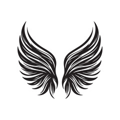 Fototapeta premium Angel wing vector illustration in black and white 