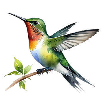 watercolor illustration of a hummingbird