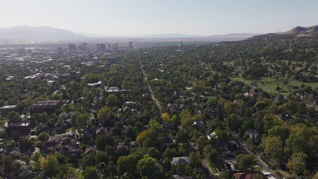 View of Salt Lake City during Summer with Great Salt Lake in Background