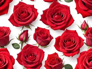 Red Roses Bouquet on White Background