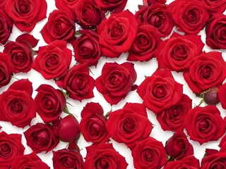 Red Roses Bouquet on White Background