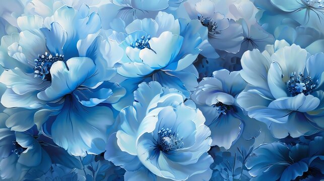 Blue abstract flower painting