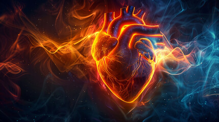 Glowing heart symbolizing the dynamic rhythm of life pulsing within.