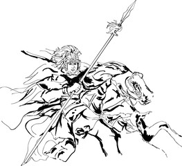 knight on horseback carrying spear illustration