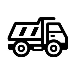 dump truck as a single simple icon logo vector illustration, isolated on transparent background