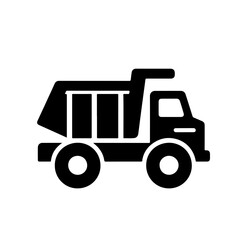 dump truck as a single simple icon logo vector illustration, isolated on transparent background