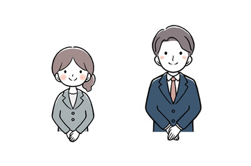 スーツの女性と男性　上半身