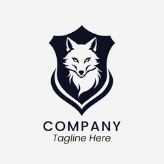 fox logo with shield design template