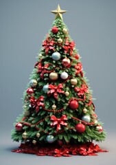 Fototapeta premium Christmas tree at home with gifts on the floor