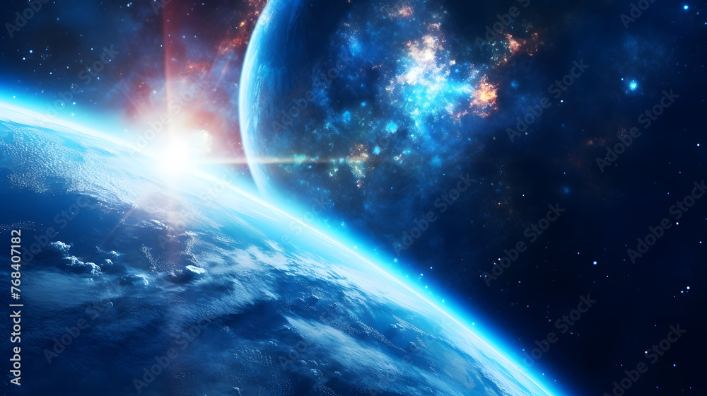 Wall mural digital technology universe earth abstract graphic poster web page ppt background with generative