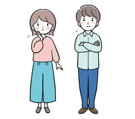 困っている私服の女性と男性