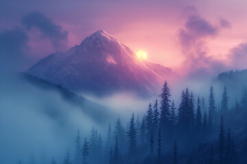 The world famous pastel mountains cape of Mount Rainier