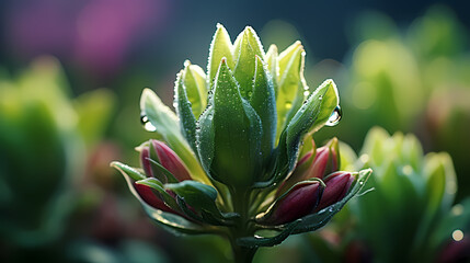 Flower buds in sharp focus with dreamy bokeh background