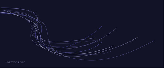 abstract blue wavy line data flow, artificial intelligence vector eps10 illustration for background