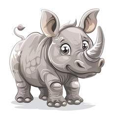 Fototapeta premium Cute Funny Cartoon Rhino, Illustration for Children Book, Generative AI